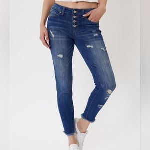 KanCan Mid-Rise Button Fly Ankle Skinny Jeans - 7/27